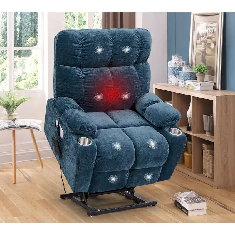 Fauteuil inclinable releveur électrique pour personnes âgées avec fonction de massage chauffant