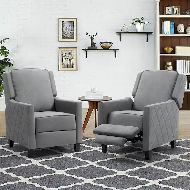 AVAWING Lot de 2 fauteuils inclinables à dossier poussoir en lin avec dossier à oreilles