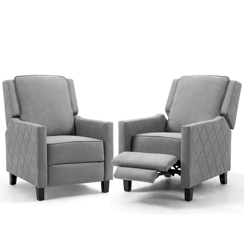 AVAWING Lot de 2 fauteuils inclinables à dossier poussoir en lin avec dossier à oreilles