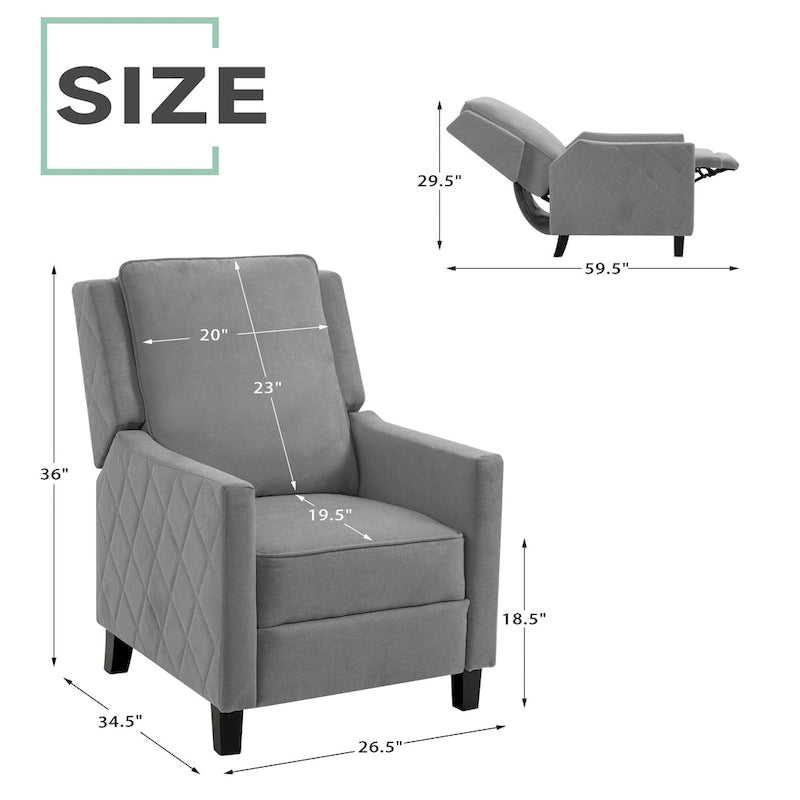 AVAWING Lot de 2 fauteuils inclinables à dossier poussoir en lin avec dossier à oreilles
