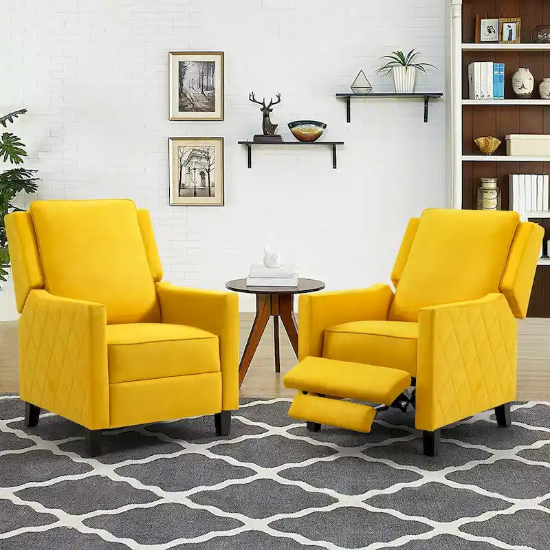 AVAWING Lot de 2 fauteuils inclinables à dossier poussoir en lin avec dossier à oreilles