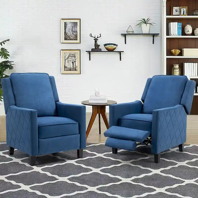 AVAWING Lot de 2 fauteuils inclinables à dossier poussoir en lin avec dossier à oreilles