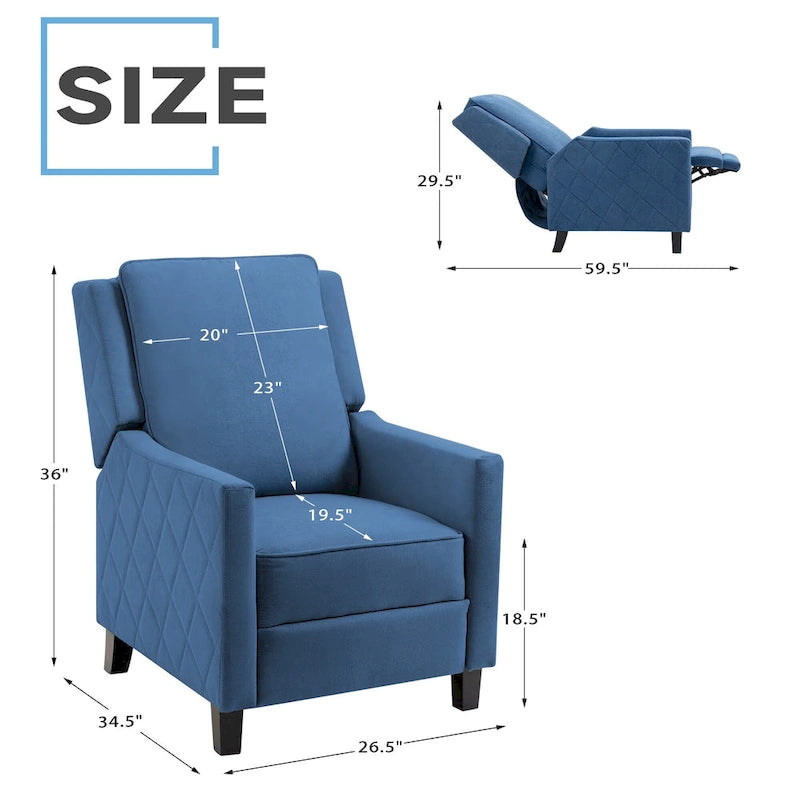AVAWING Lot de 2 fauteuils inclinables à dossier poussoir en lin avec dossier à oreilles