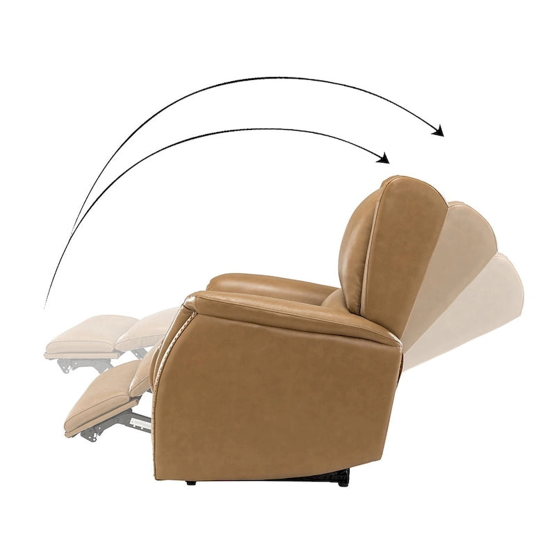 Fauteuil inclinable électrique en cuir véritable Eliseo avec port USB et dossier à oreilles