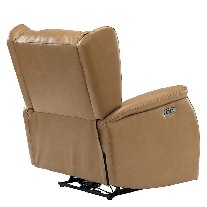 Fauteuil inclinable électrique en cuir véritable Eliseo avec port USB et dossier à oreilles