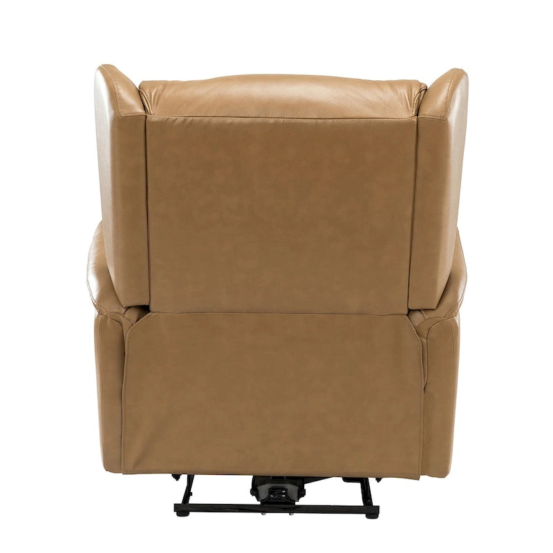Fauteuil inclinable électrique en cuir véritable Eliseo avec port USB et dossier à oreilles