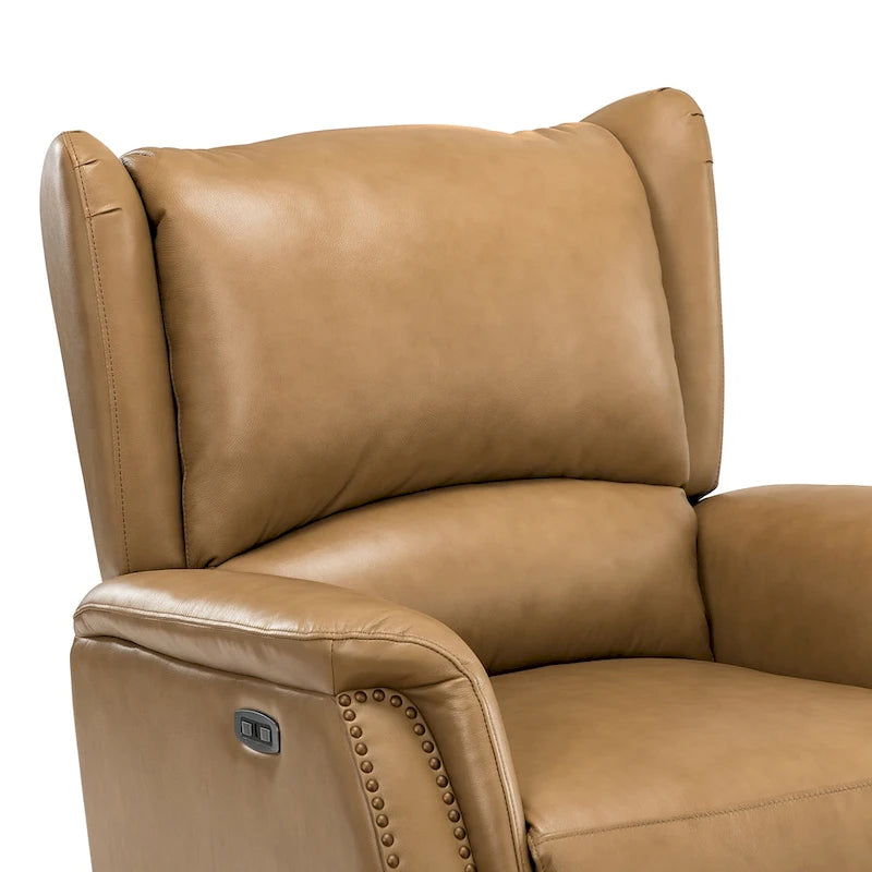 Fauteuil inclinable électrique en cuir véritable Eliseo avec port USB et dossier à oreilles