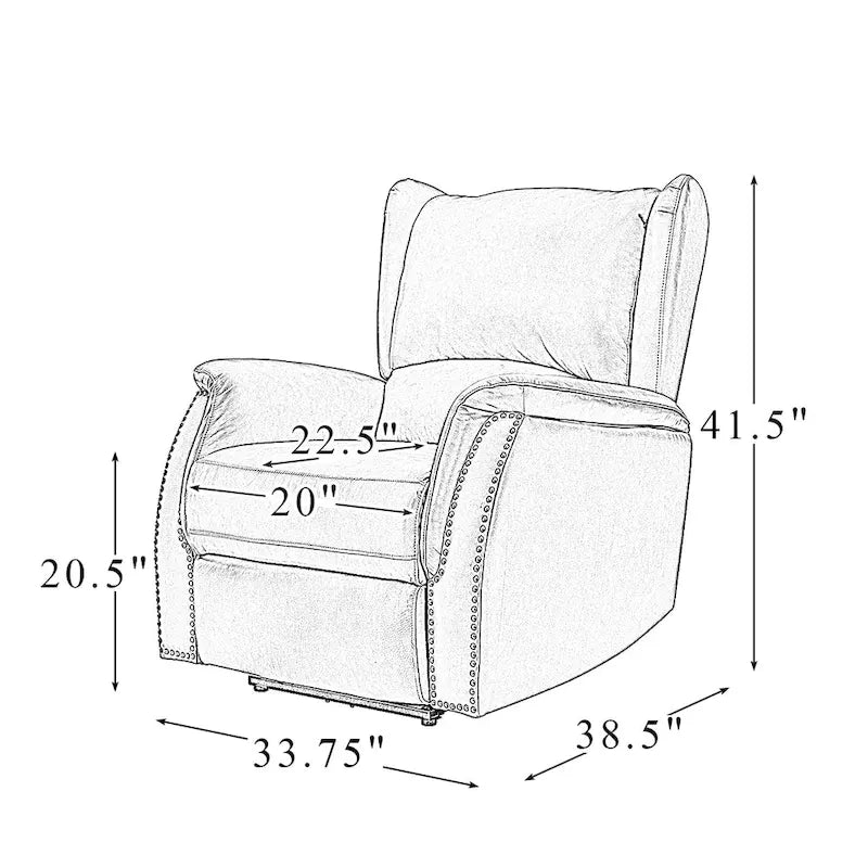 Fauteuil inclinable électrique en cuir véritable Eliseo avec port USB et dossier à oreilles