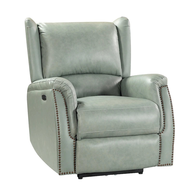 Fauteuil inclinable électrique en cuir véritable Eliseo avec port USB et dossier à oreilles