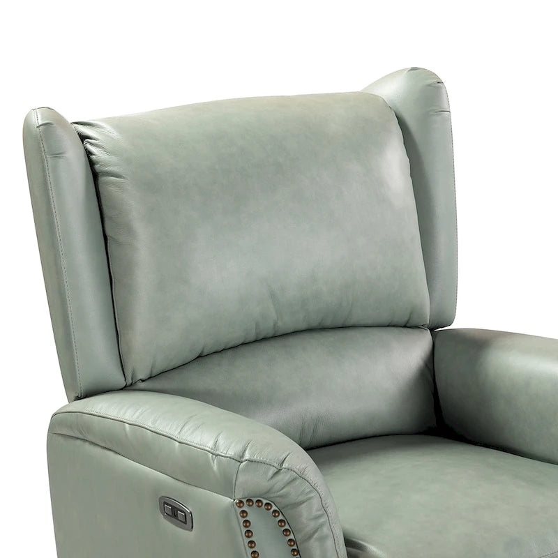 Fauteuil inclinable électrique en cuir véritable Eliseo avec port USB et dossier à oreilles