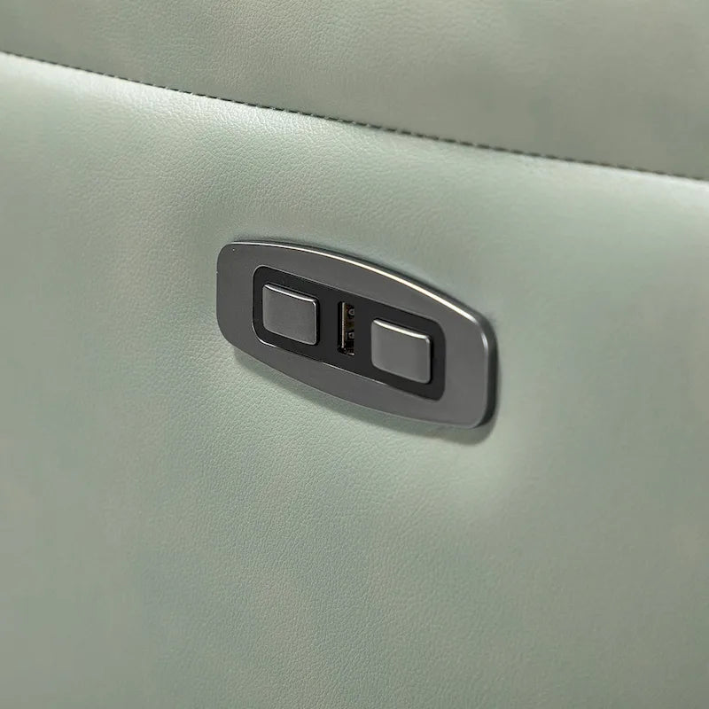 Fauteuil inclinable électrique en cuir véritable Eliseo avec port USB et dossier à oreilles