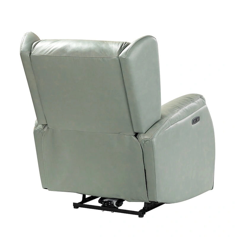 Fauteuil inclinable électrique en cuir véritable Eliseo avec port USB et dossier à oreilles