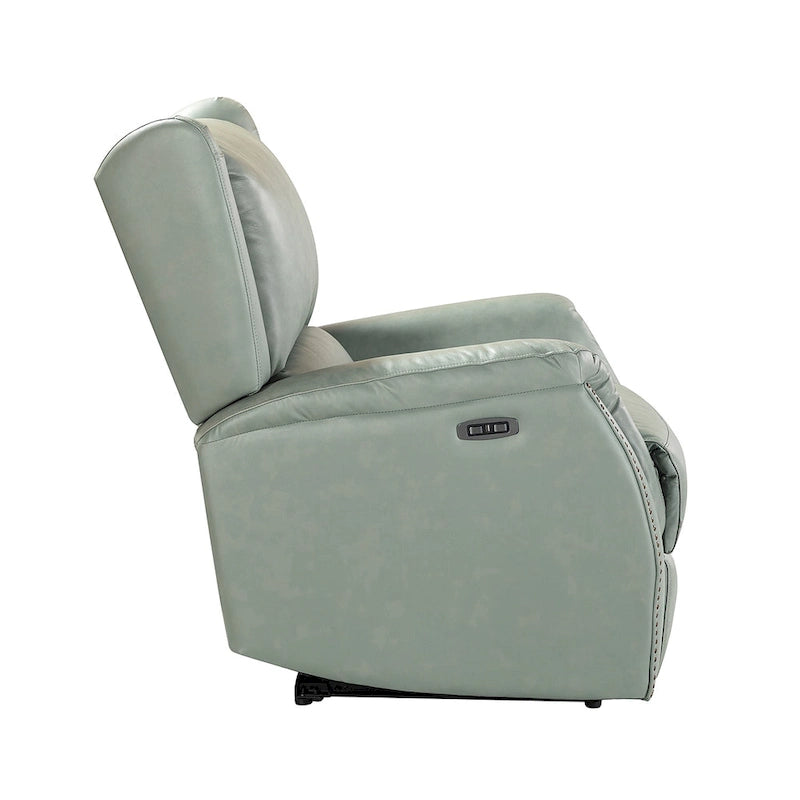 Fauteuil inclinable électrique en cuir véritable Eliseo avec port USB et dossier à oreilles