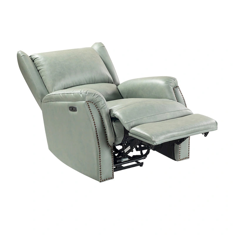 Fauteuil inclinable électrique en cuir véritable Eliseo avec port USB et dossier à oreilles