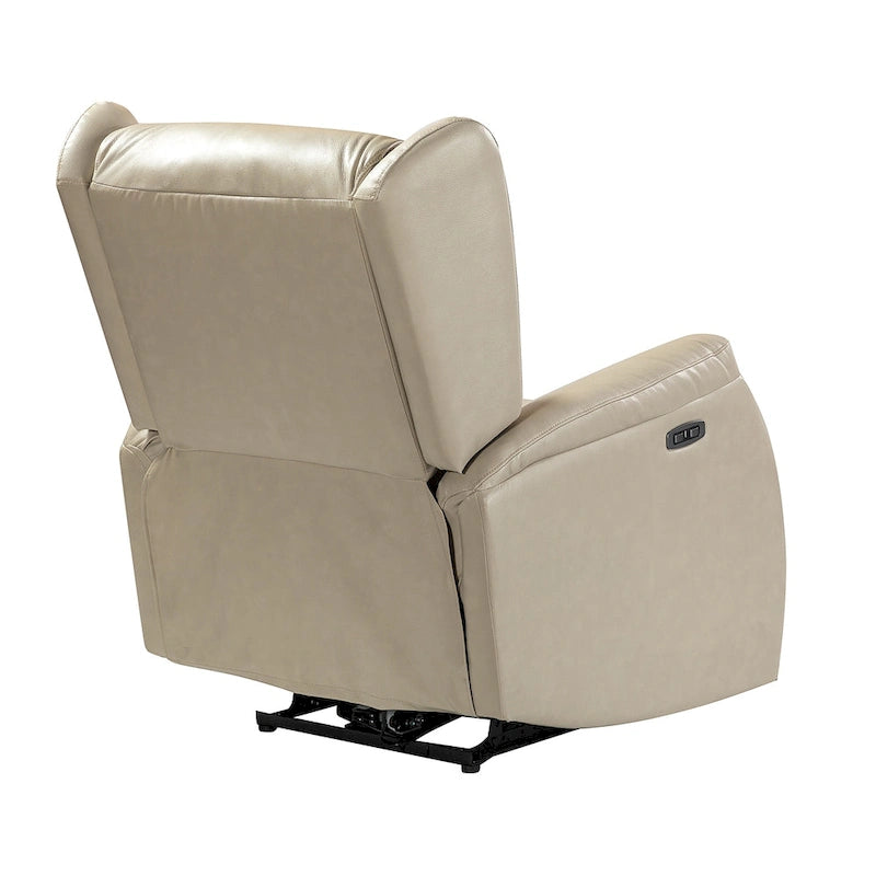 Fauteuil inclinable électrique en cuir véritable Eliseo avec port USB et dossier à oreilles