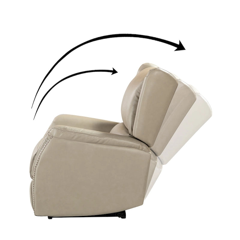 Fauteuil inclinable électrique en cuir véritable Eliseo avec port USB et dossier à oreilles