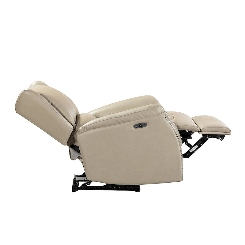 Fauteuil inclinable électrique en cuir véritable Eliseo avec port USB et dossier à oreilles