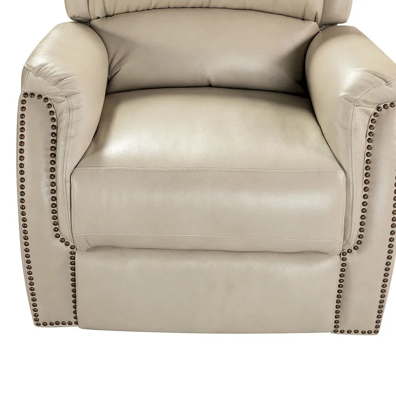 Fauteuil inclinable électrique en cuir véritable Eliseo avec port USB et dossier à oreilles