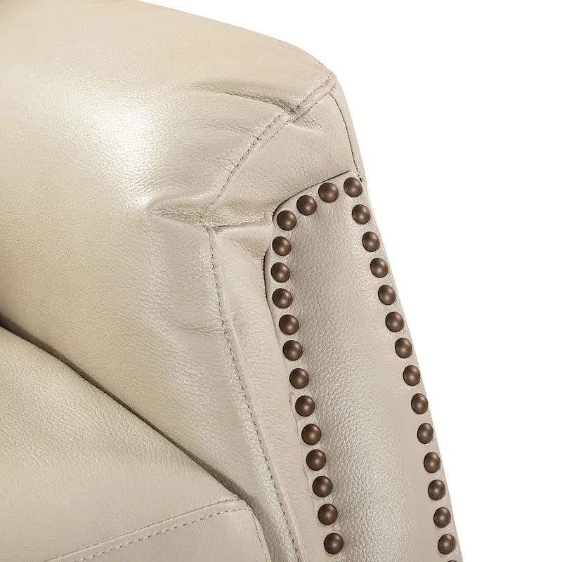 Fauteuil inclinable électrique en cuir véritable Eliseo avec port USB et dossier à oreilles