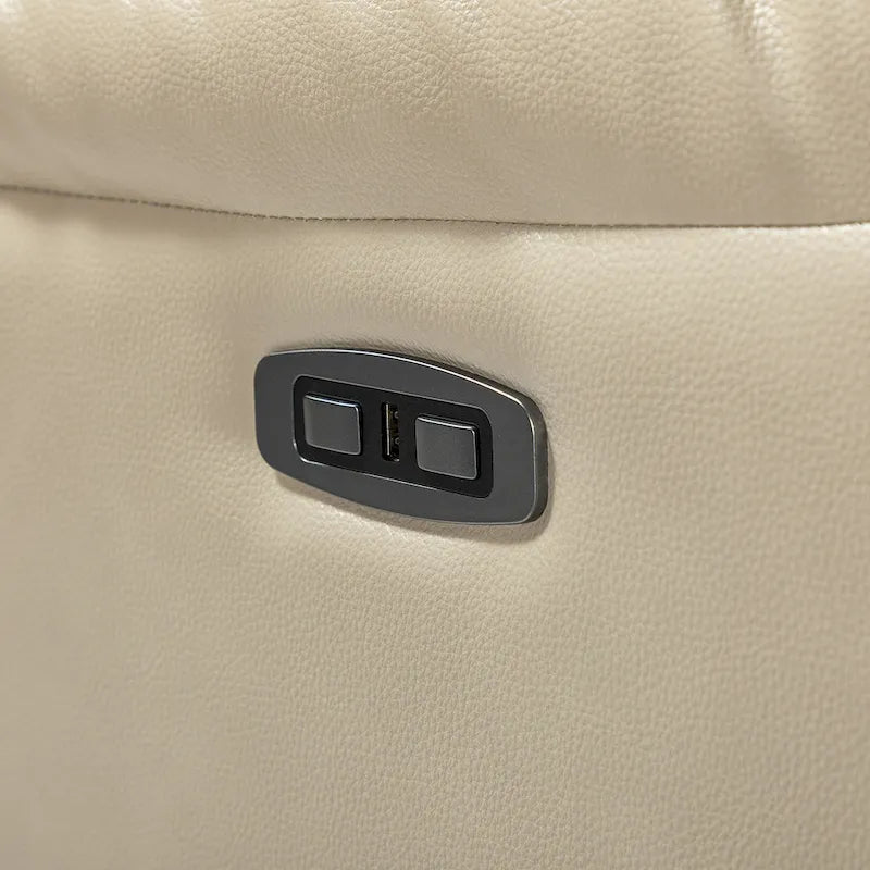 Fauteuil inclinable électrique en cuir véritable Eliseo avec port USB et dossier à oreilles