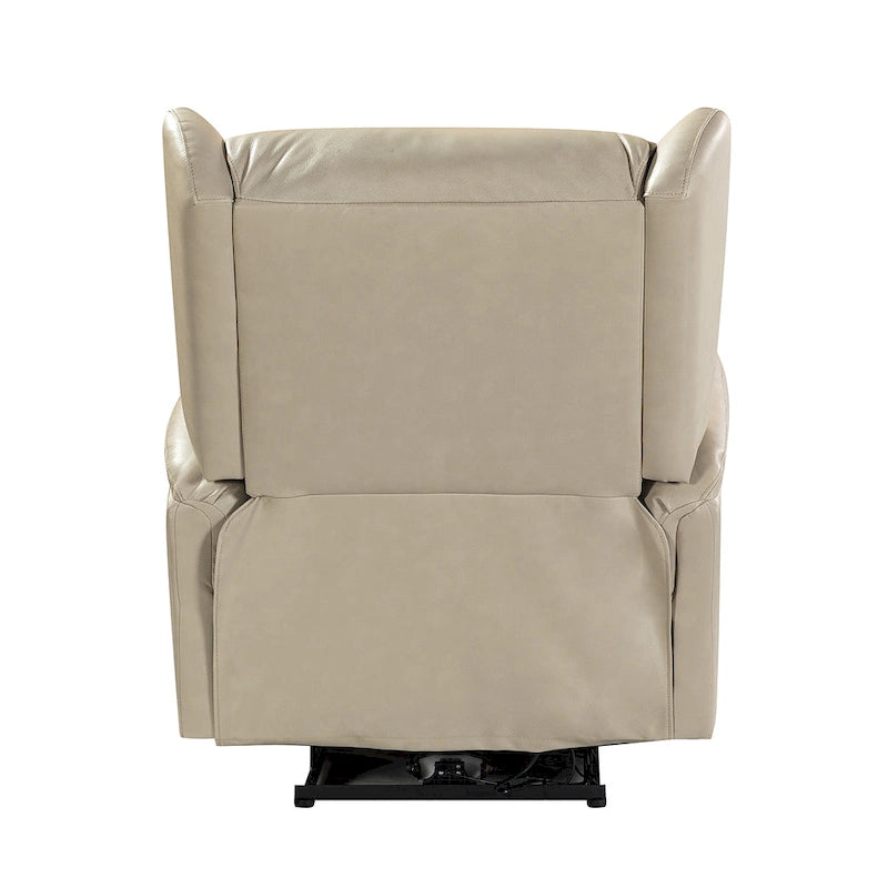 Fauteuil inclinable électrique en cuir véritable Eliseo avec port USB et dossier à oreilles
