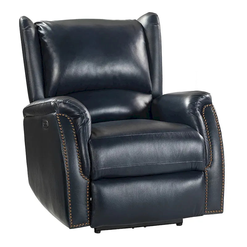 Fauteuil inclinable électrique en cuir véritable Eliseo avec port USB et dossier à oreilles