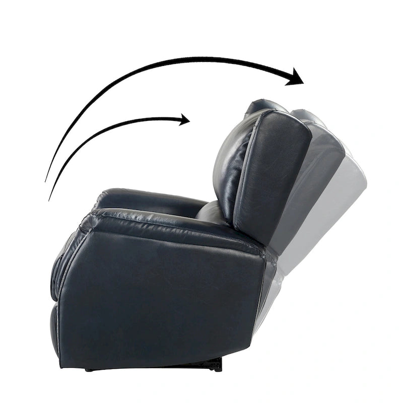 Fauteuil inclinable électrique en cuir véritable Eliseo avec port USB et dossier à oreilles