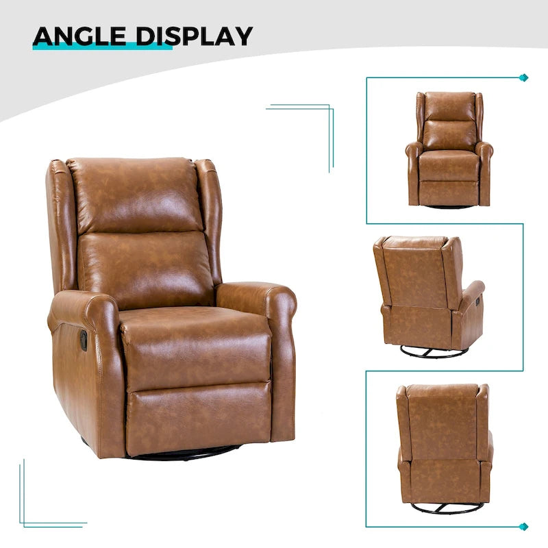 Fauteuil de chambre d'enfant pivotant Baksoho en similicuir contemporain avec base en métal par HULALA HOME