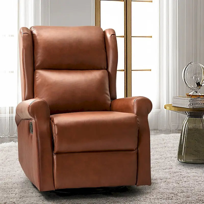 Fauteuil de chambre d'enfant pivotant Baksoho en similicuir contemporain avec base en métal par HULALA HOME