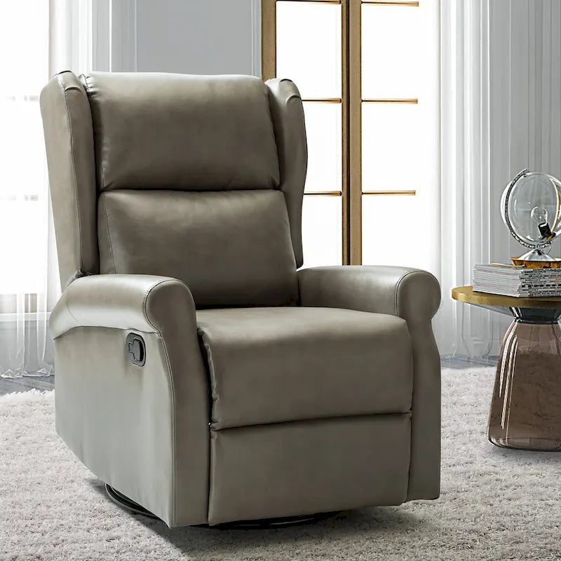Fauteuil de chambre d'enfant pivotant Baksoho en similicuir contemporain avec base en métal par HULALA HOME