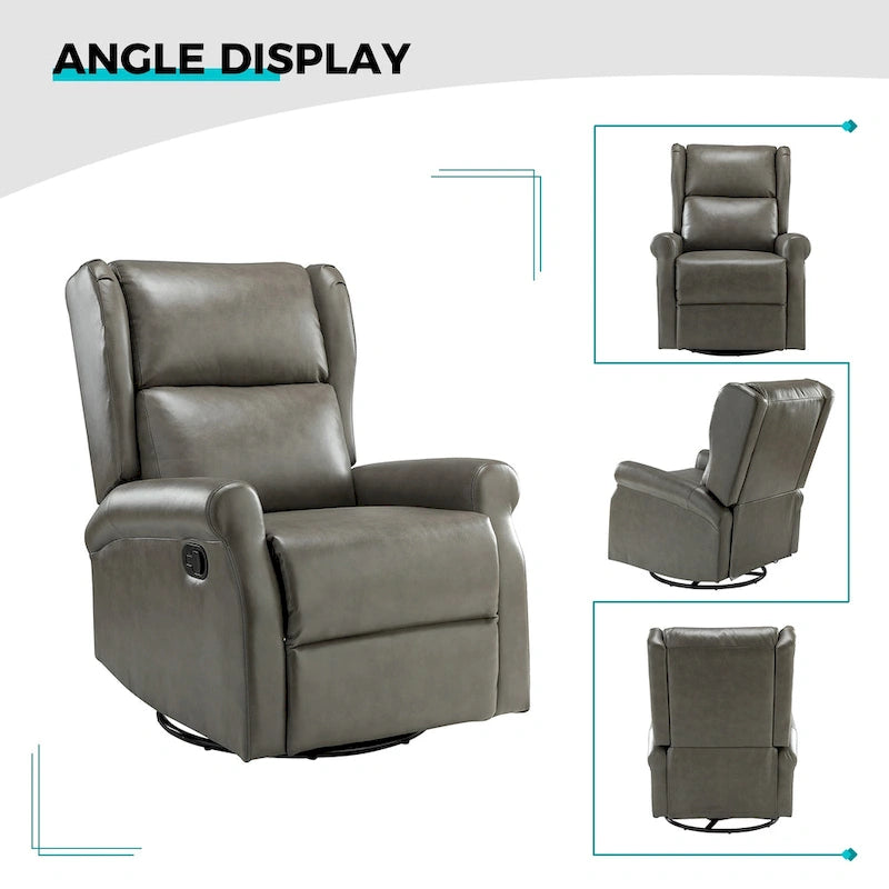Fauteuil de chambre d'enfant pivotant Baksoho en similicuir contemporain avec base en métal par HULALA HOME
