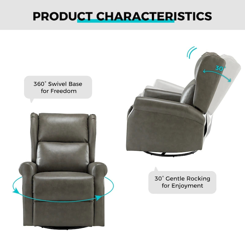 Fauteuil de chambre d'enfant pivotant Baksoho en similicuir contemporain avec base en métal par HULALA HOME