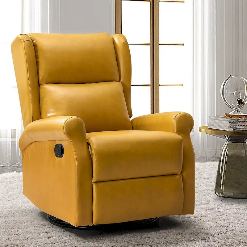 Fauteuil de chambre d'enfant pivotant Baksoho en similicuir contemporain avec base en métal par HULALA HOME