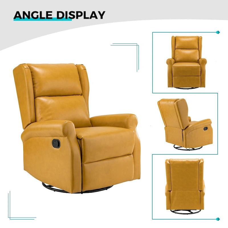 Fauteuil de chambre d'enfant pivotant Baksoho en similicuir contemporain avec base en métal par HULALA HOME