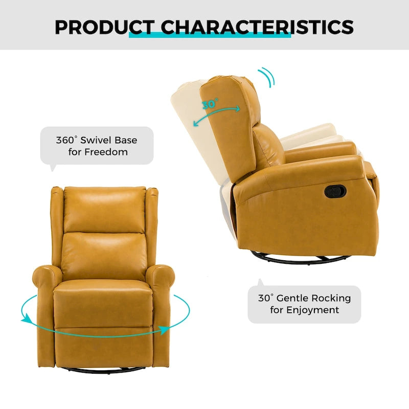 Fauteuil de chambre d'enfant pivotant Baksoho en similicuir contemporain avec base en métal par HULALA HOME