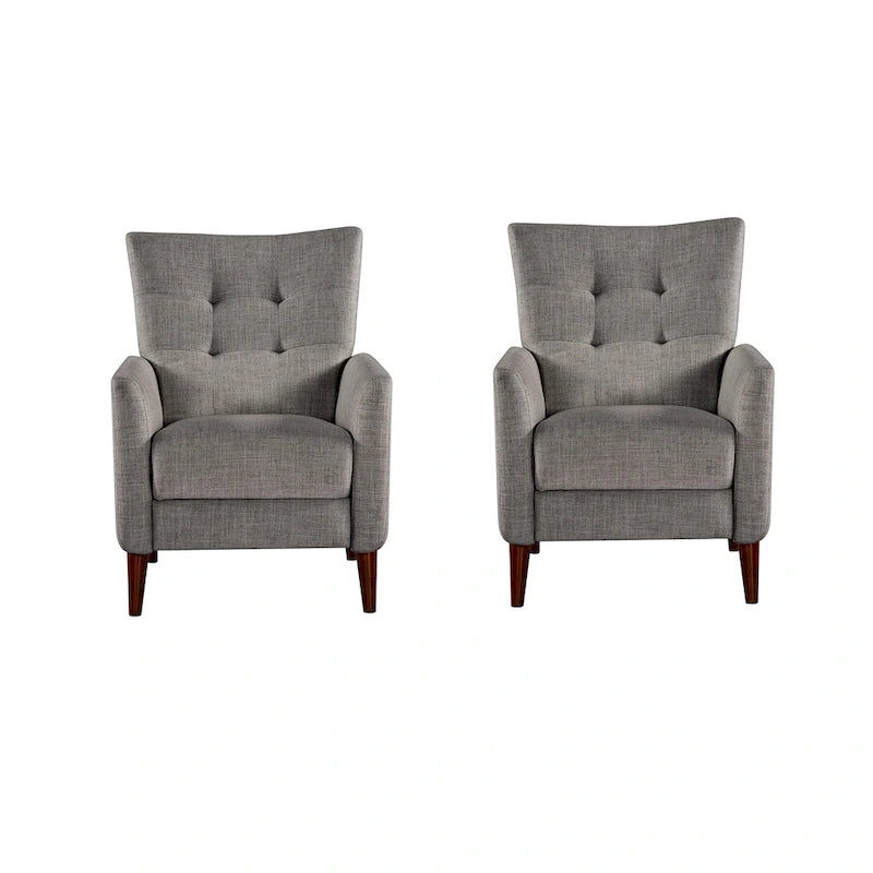 Fauteuils inclinables manuels modernes Aurora (lot de 2) avec pieds en bois massif