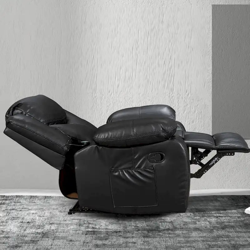 Fauteuil inclinable massant et chauffant en cuir, assise large et durable