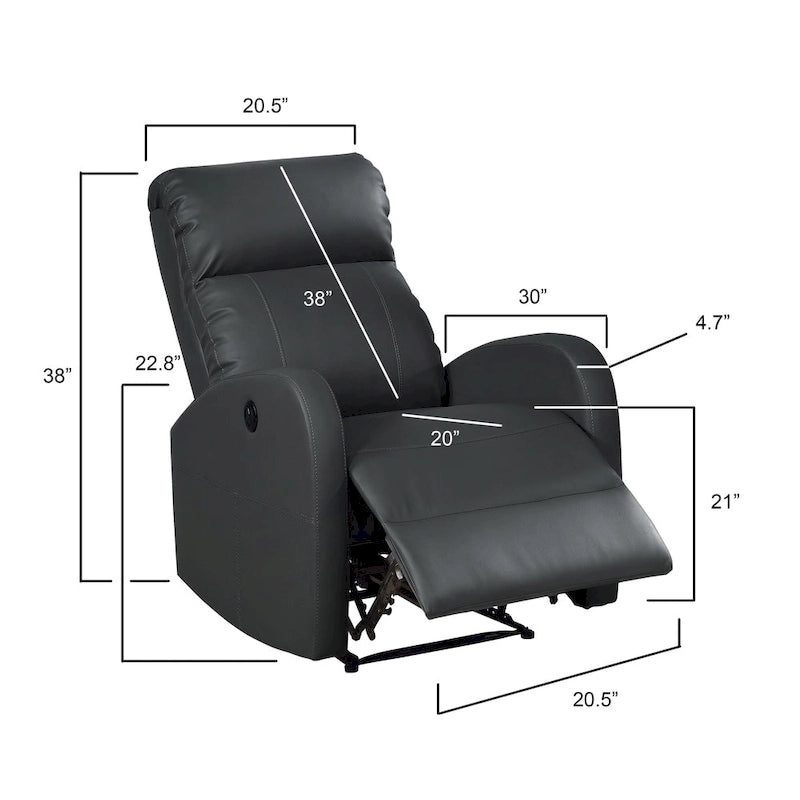 Fauteuil inclinable de lecture motorisé en similicuir moderne AC Pacific