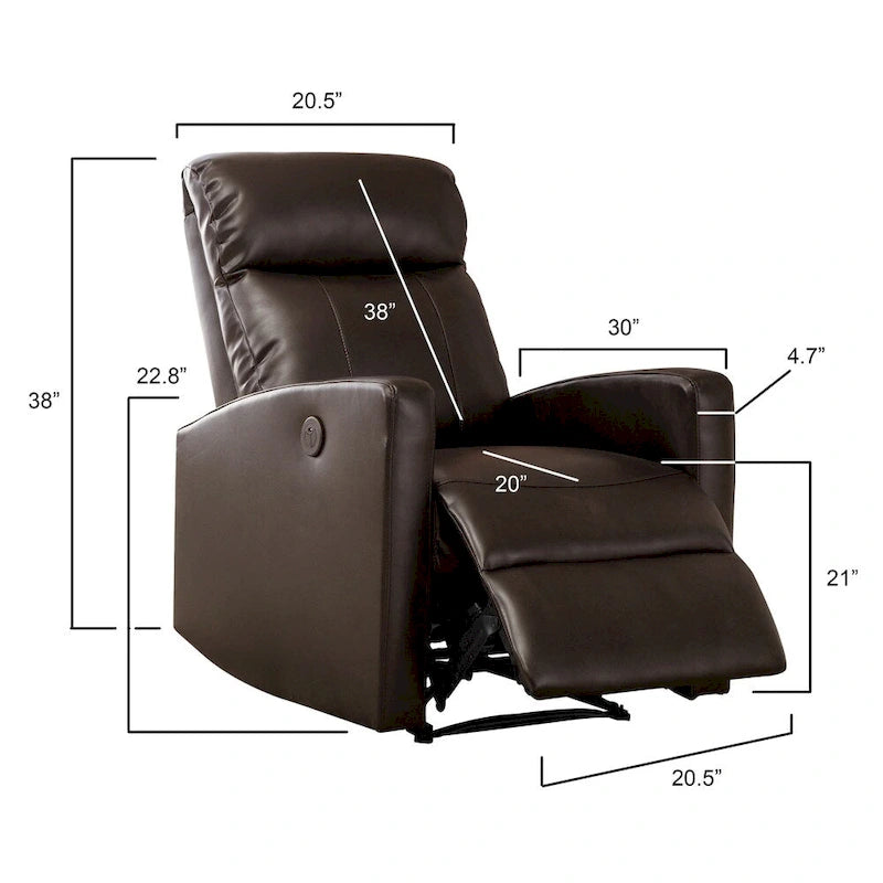Fauteuil inclinable de lecture motorisé en similicuir moderne AC Pacific