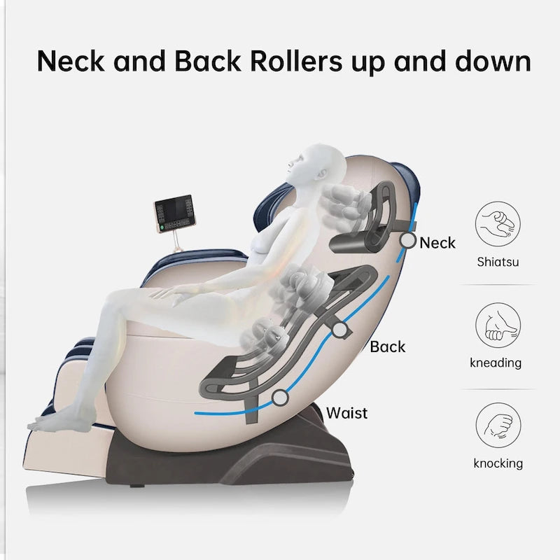 Fauteuil de massage corporel chauffant complet Ukuowu Favor-03 Plus ADV avec écran LCD, rail en S double cœur, commande par application, Shiatsu zéro gravité