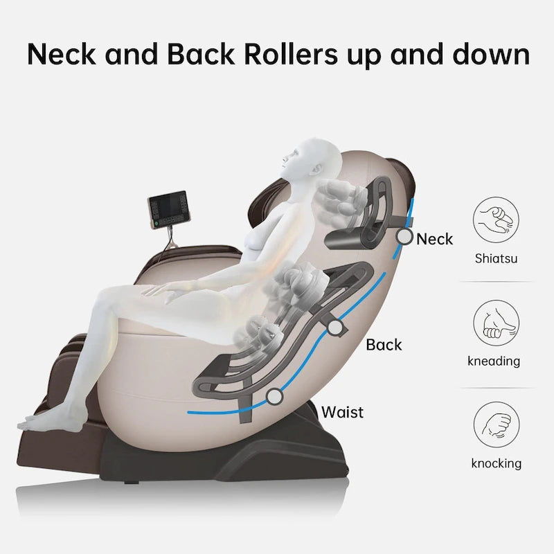 Fauteuil de massage corporel chauffant complet Ukuowu Favor-03 Plus ADV avec écran LCD, rail en S double cœur, commande par application, Shiatsu zéro gravité