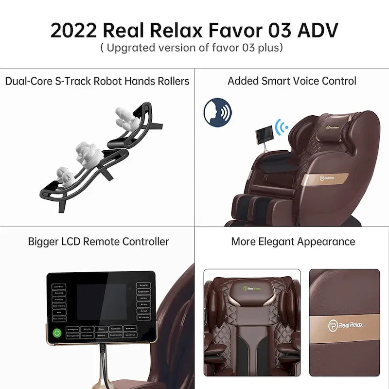 Fauteuil de massage corporel chauffant complet Ukuowu Favor-03 Plus ADV avec écran LCD, rail en S double cœur, commande par application, Shiatsu zéro gravité