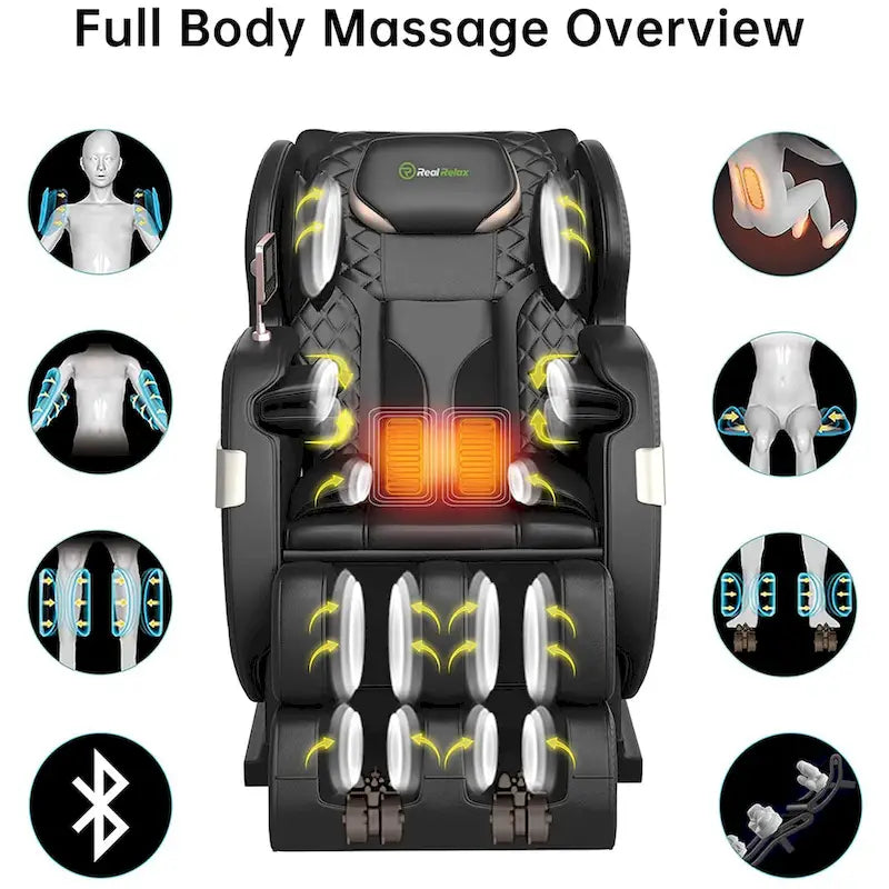 Fauteuil de massage corporel chauffant complet Ukuowu Favor-03 Plus ADV avec écran LCD, rail en S double cœur, commande par application, Shiatsu zéro gravité