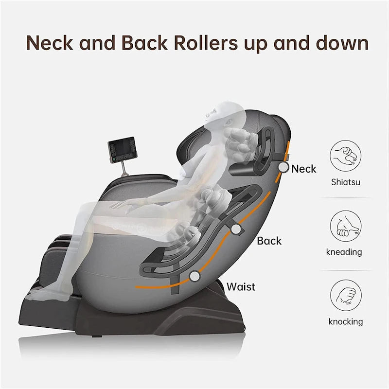 Fauteuil de massage corporel chauffant complet Ukuowu Favor-03 Plus ADV avec écran LCD, rail en S double cœur, commande par application, Shiatsu zéro gravité