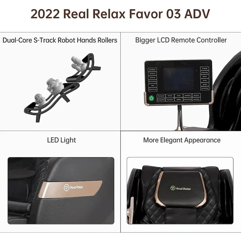 Fauteuil de massage corporel chauffant complet Ukuowu Favor-03 Plus ADV avec écran LCD, rail en S double cœur, commande par application, Shiatsu zéro gravité