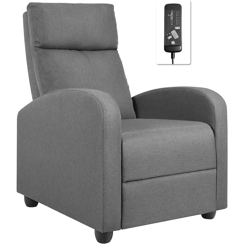 Fauteuil inclinable en tissu avec fonction massage, réglable pour Home Cinéma ou salon, design moderne, une place