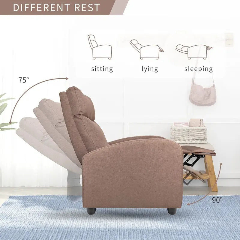 Fauteuil inclinable en tissu avec fonction massage, réglable pour Home Cinéma ou salon, design moderne, une place