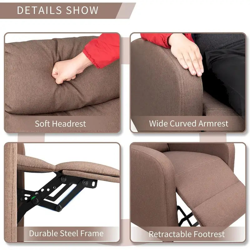 Fauteuil inclinable en tissu avec fonction massage, réglable pour Home Cinéma ou salon, design moderne, une place