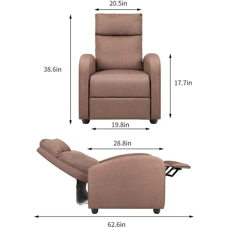 Fauteuil inclinable en tissu avec fonction massage, réglable pour Home Cinéma ou salon, design moderne, une place