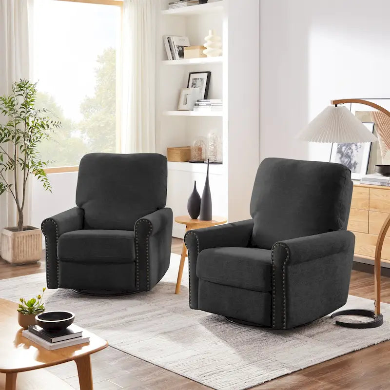 Heido Fauteuil inclinable manuel pivotant à 360 degrés pour les loisirs, lot de 2